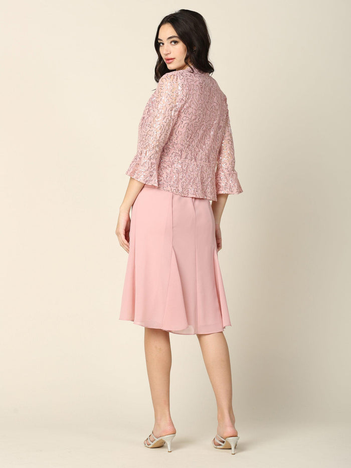 Short Mother of the Bride Two Piece Set Jacket Dress - The Dress Outlet