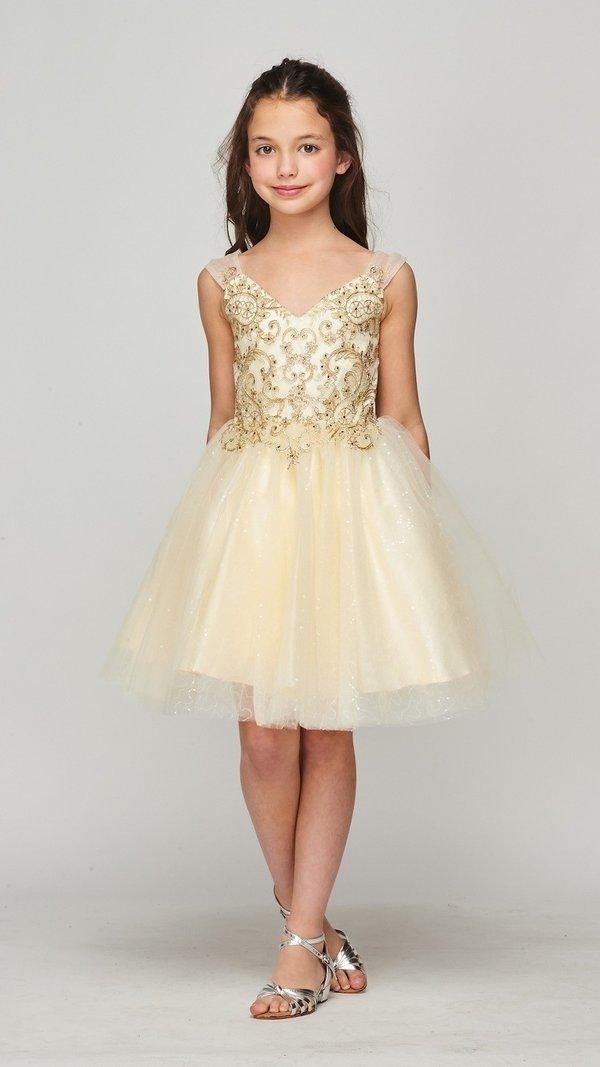 Short Sleeveless Tulle Flower Girl Dress - The Dress Outlet