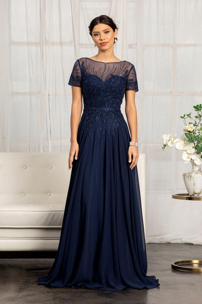 Short Sleeves Mother of the Bride Long Dress - The Dress Outlet