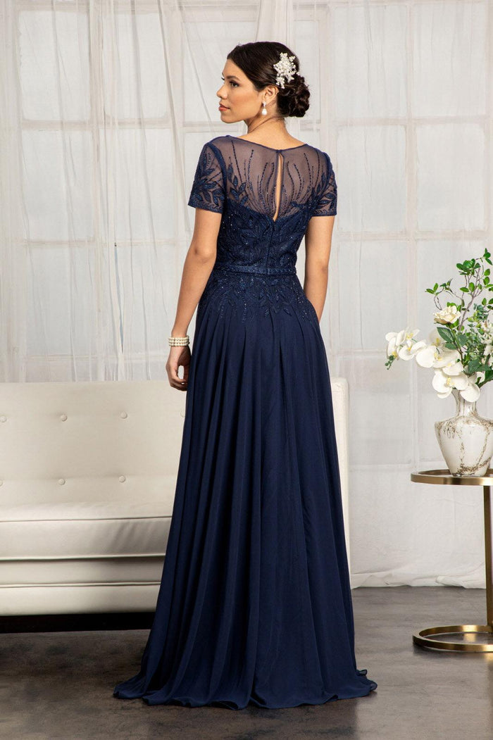 Short Sleeves Mother of the Bride Long Dress - The Dress Outlet