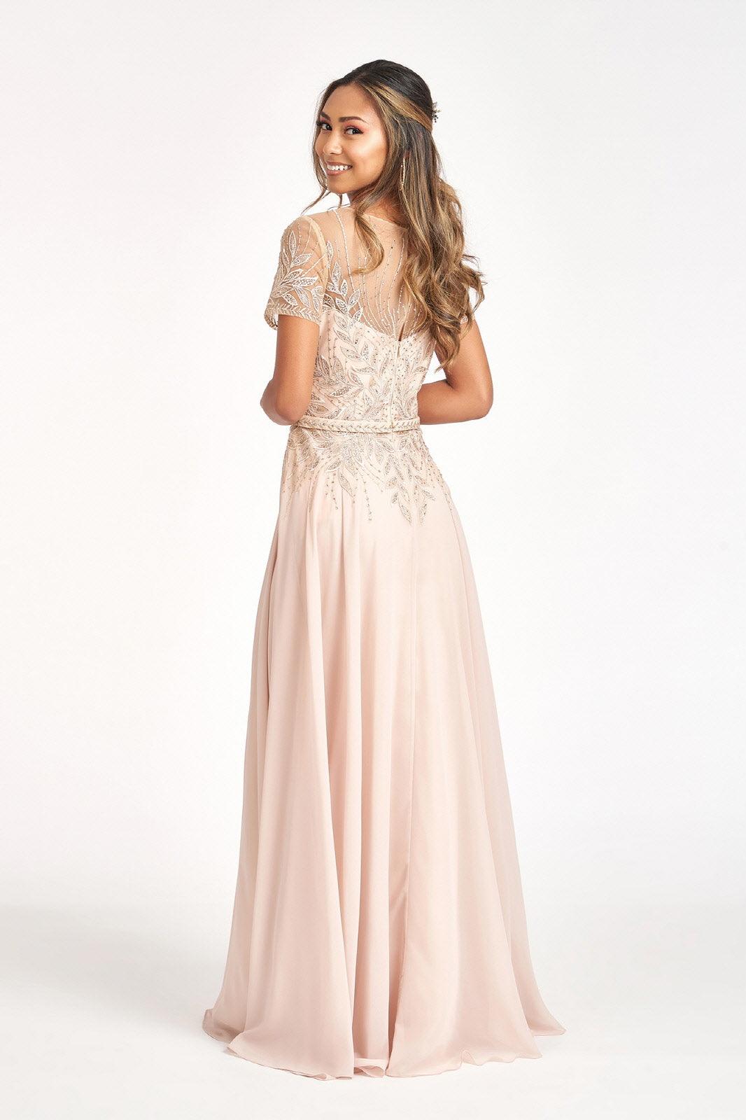 Short Sleeves Mother of the Bride Long Dress - The Dress Outlet