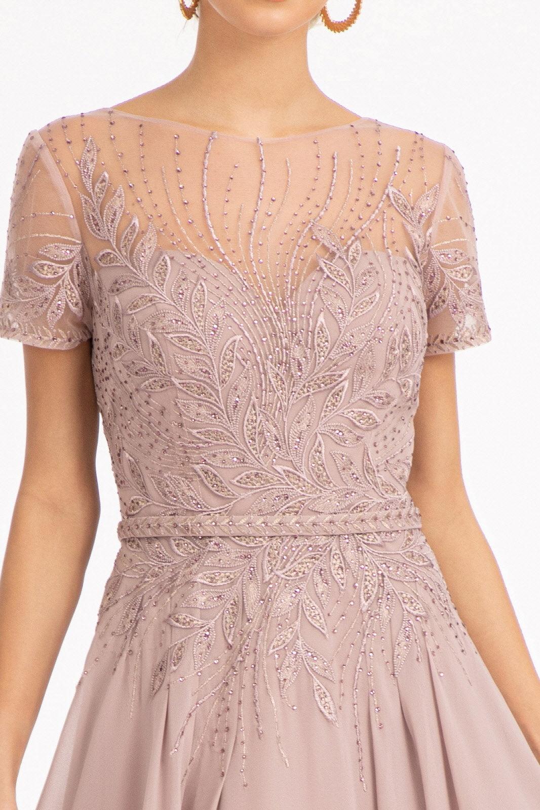 Short Sleeves Mother of the Bride Long Dress - The Dress Outlet