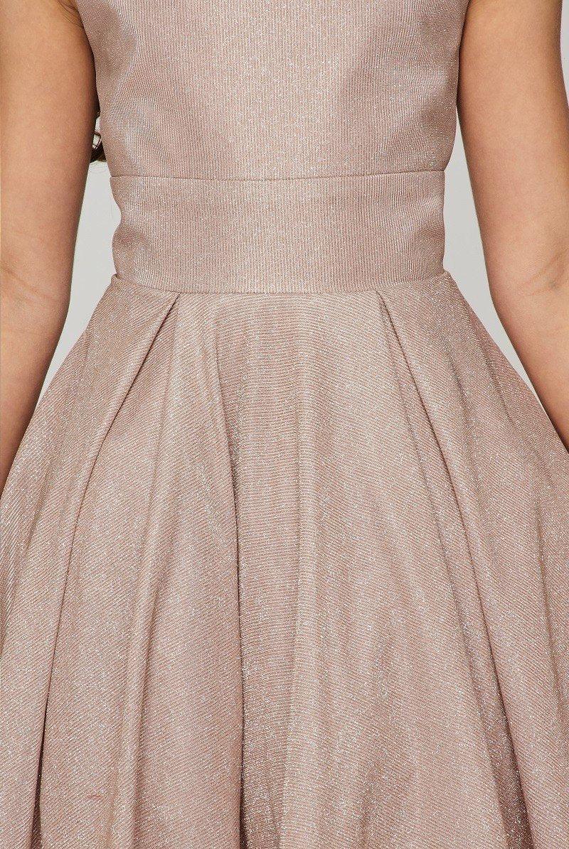 Short Spaghetti Strap Flower Girl Metallic Dress - The Dress Outlet