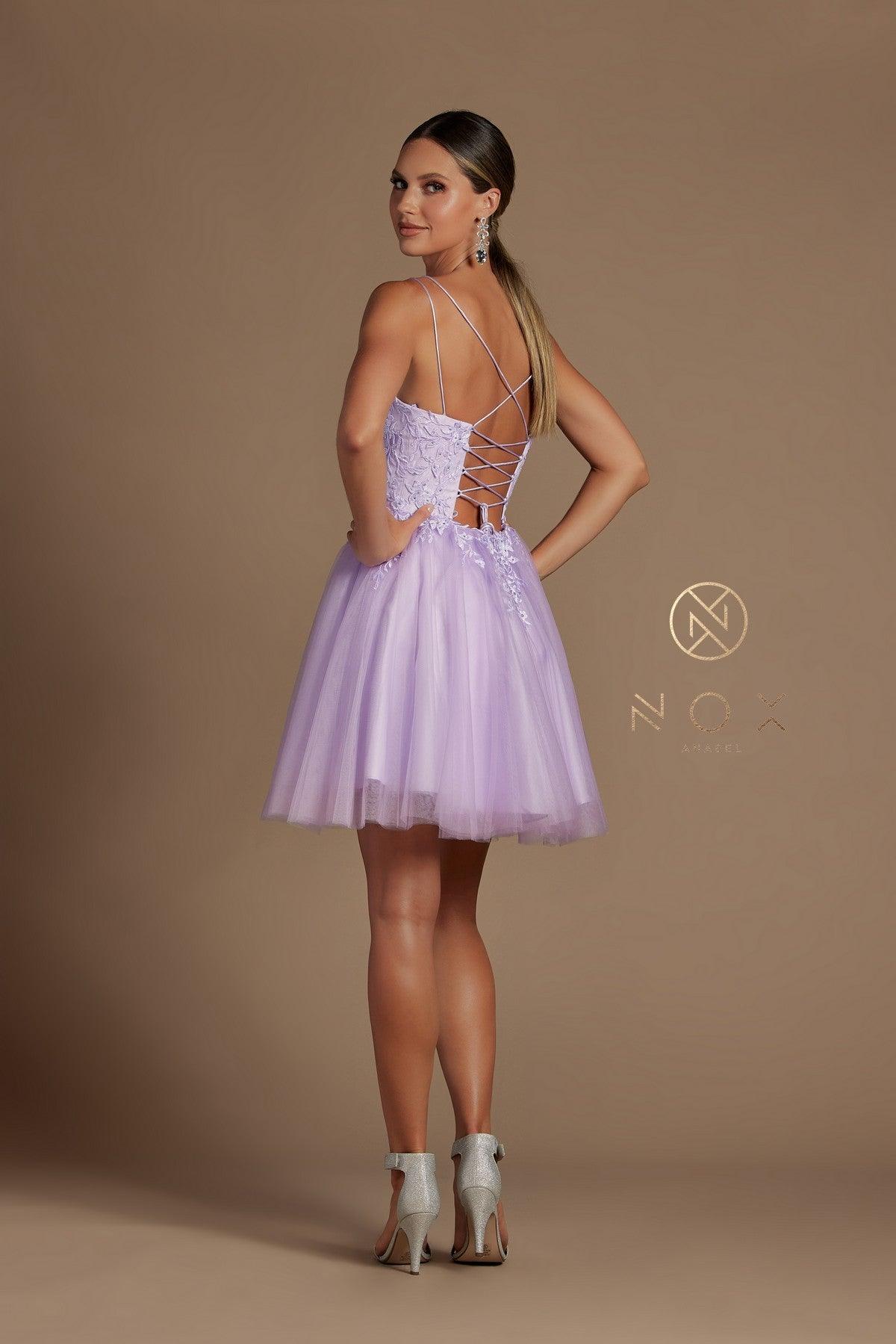 Short Spaghetti Strap Homecoming Dress - The Dress Outlet