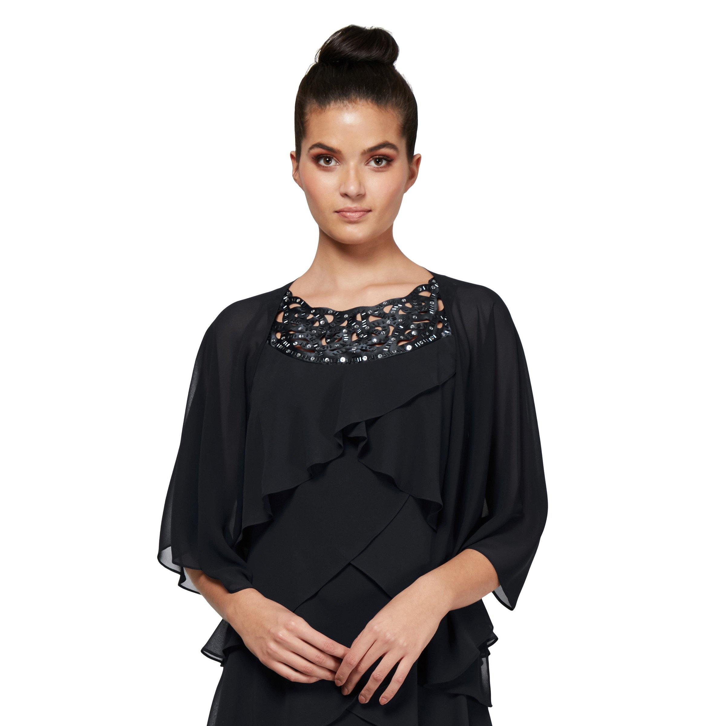 Black SL Fashions 119145 Shrug Chiffon Bolero Jacket Formal
