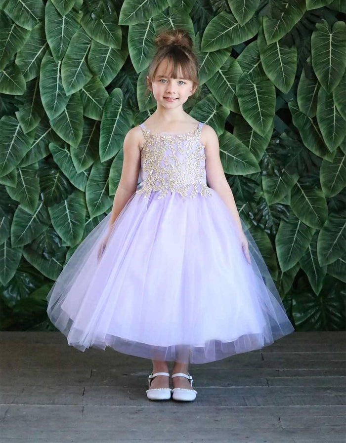 Sleeveless Beaded Lace Appliques Flower Girl Dress - The Dress Outlet