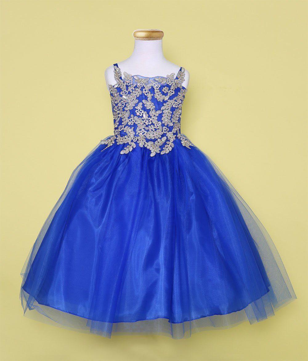 Sleeveless Beaded Lace Appliques Flower Girl Dress - The Dress Outlet