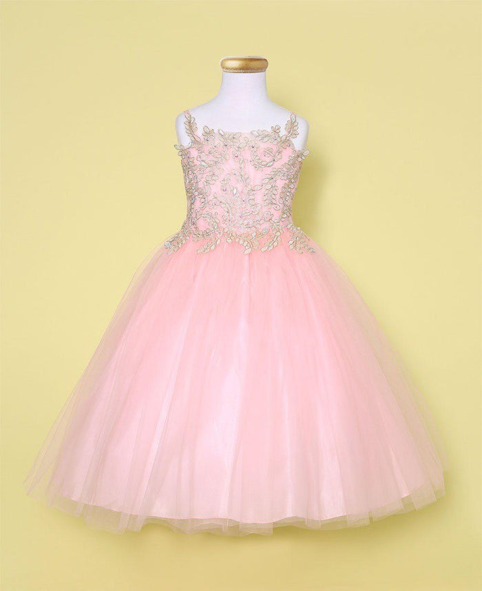 Sleeveless Beaded Lace Appliques Flower Girl Dress - The Dress Outlet