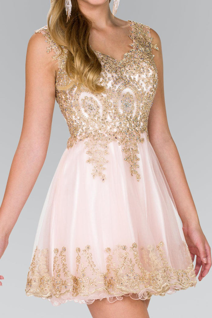 Sleeveless Tulle Short Prom Dress - The Dress Outlet