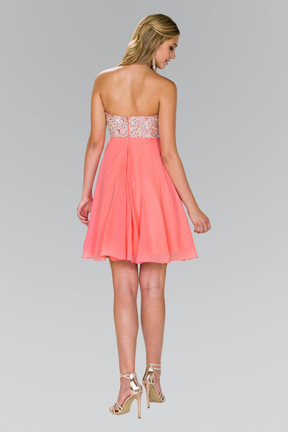Strapless Chiffon Short Cocktail Dress - The Dress Outlet