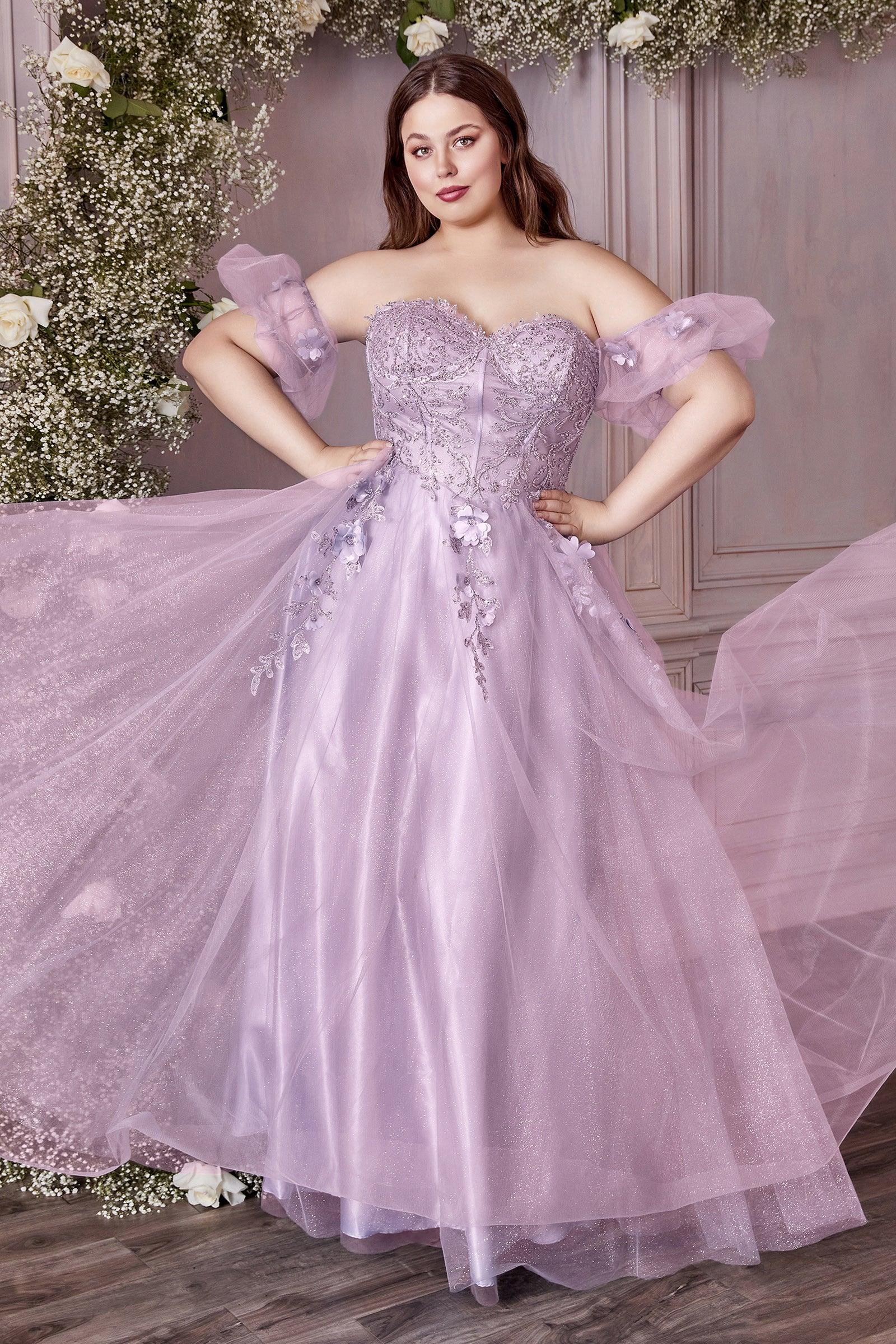 Strapless Formal Long Plus Size Prom Dress Lilac