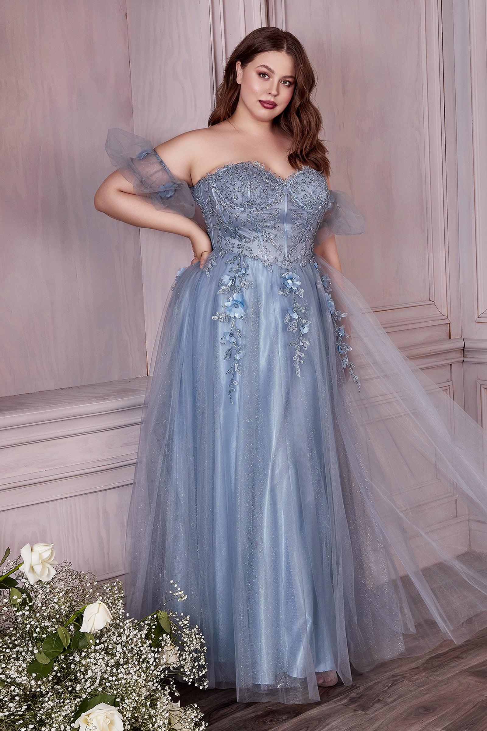 Strapless Formal Long Plus Size Prom Dress Smoky Blue
