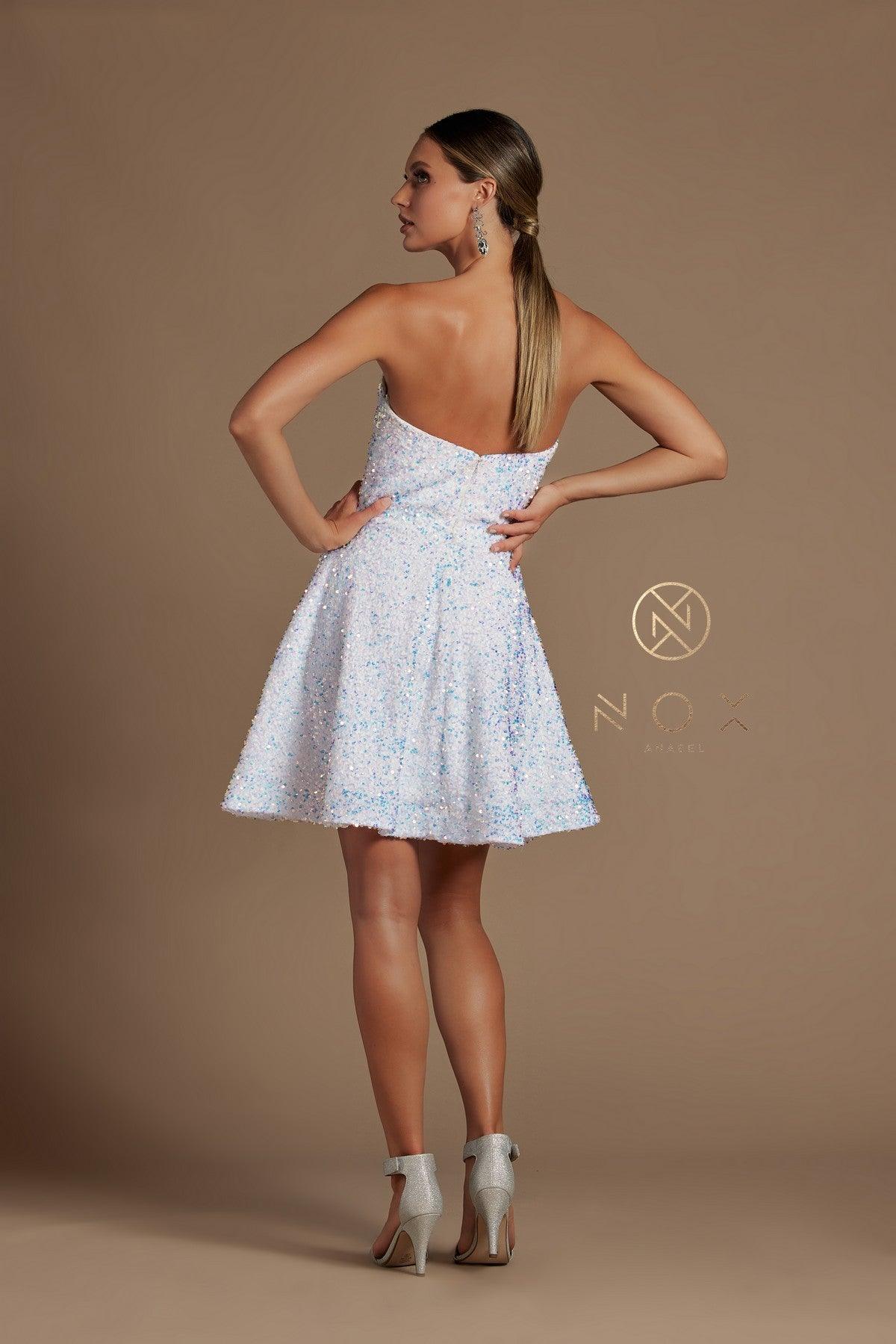 Strapless Sequins Short Homecoming Dress - The Dress Outlet