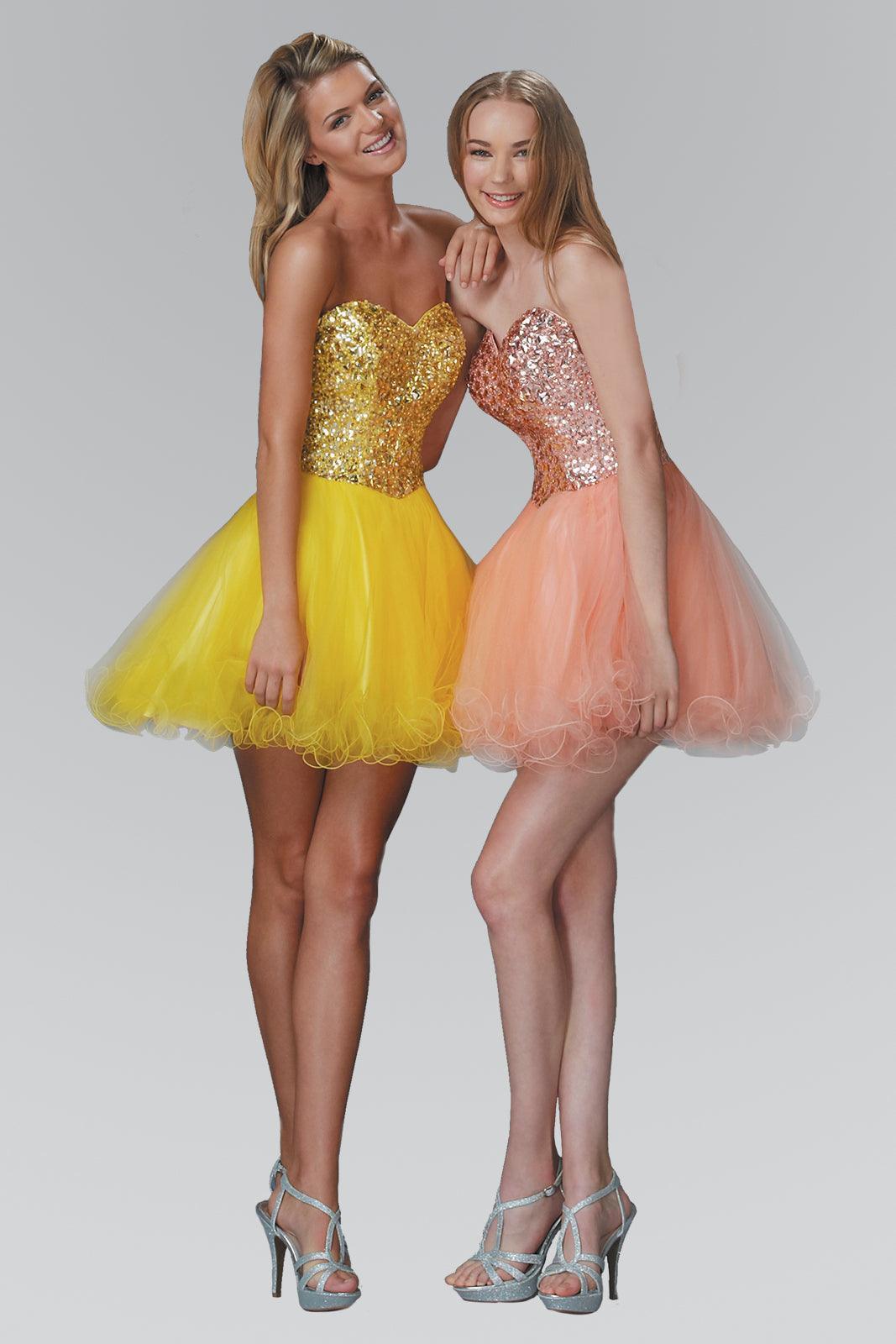 Strapless Tulle Short Prom Dress - The Dress Outlet