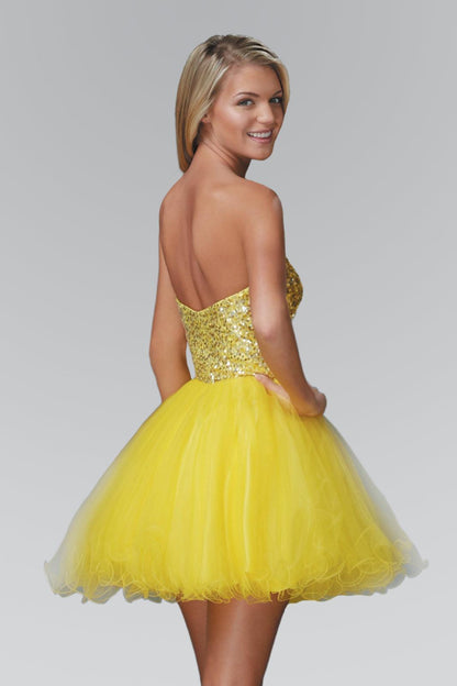 Strapless Tulle Short Prom Dress - The Dress Outlet