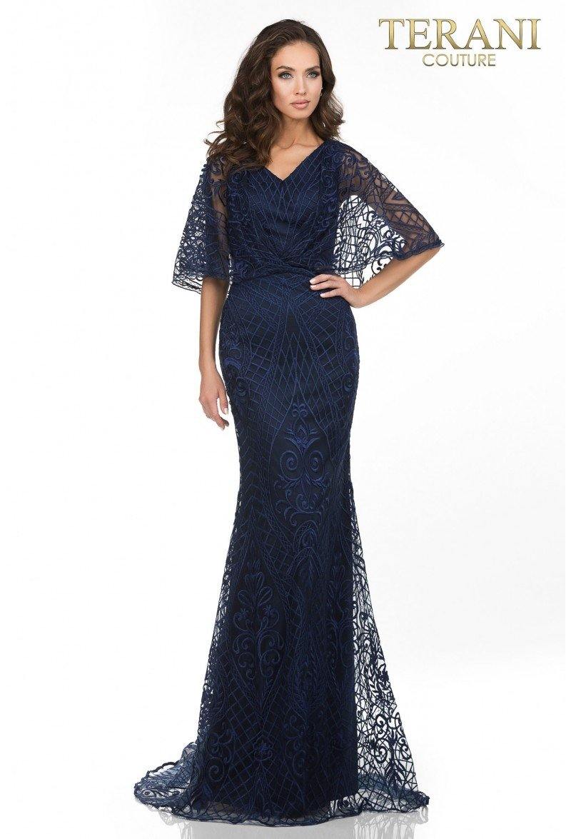 Navy Terani Couture 2011M2466 Long Mother of the Bride Dress for $572.0 ...