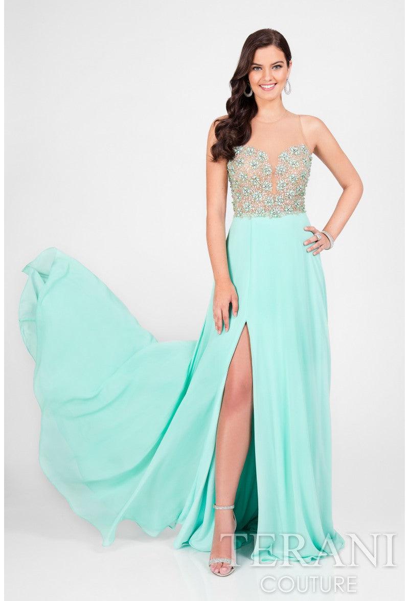 Mint Terani Couture 1712P2512 Long Prom Dress for $209.0 – The Dress Outlet