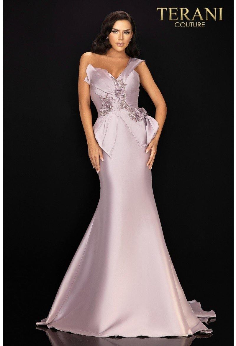 Mauve Terani Couture 2011M2160 One Shoulder Long Formal Gown