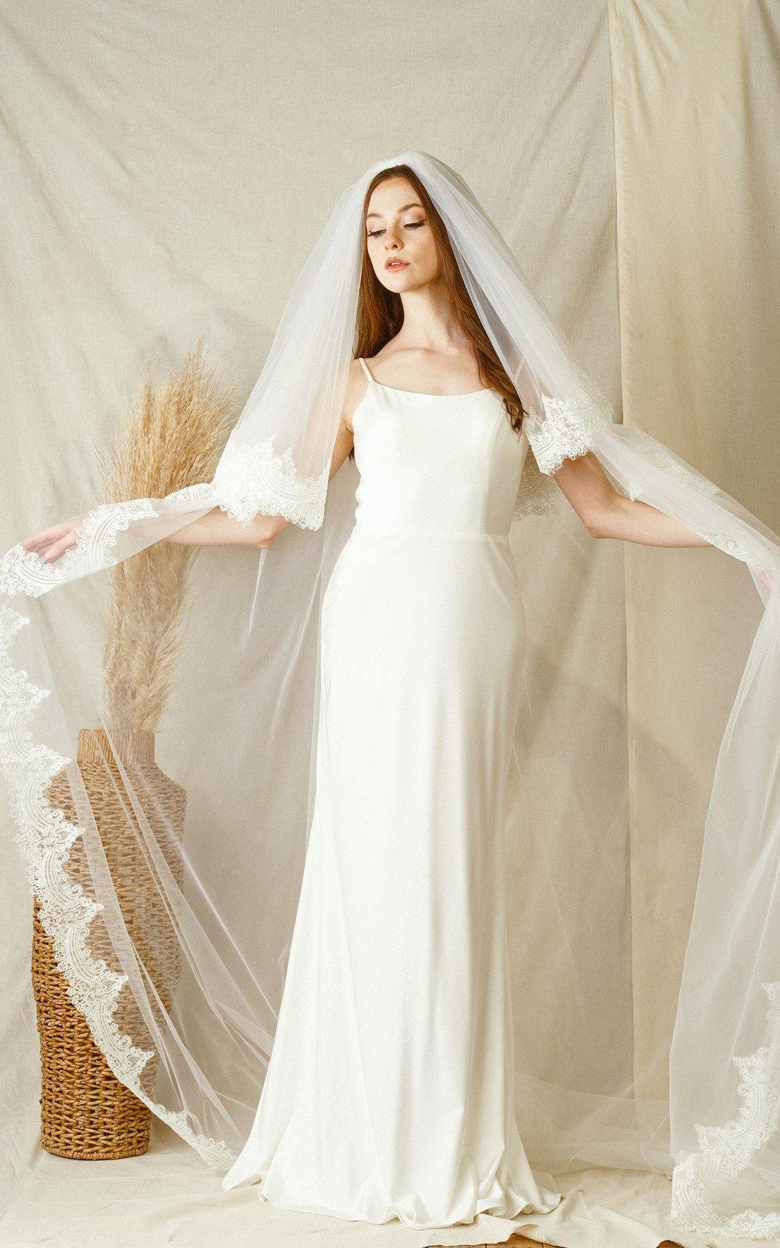 Two Layers Long Wedding Veil - The Dress Outlet