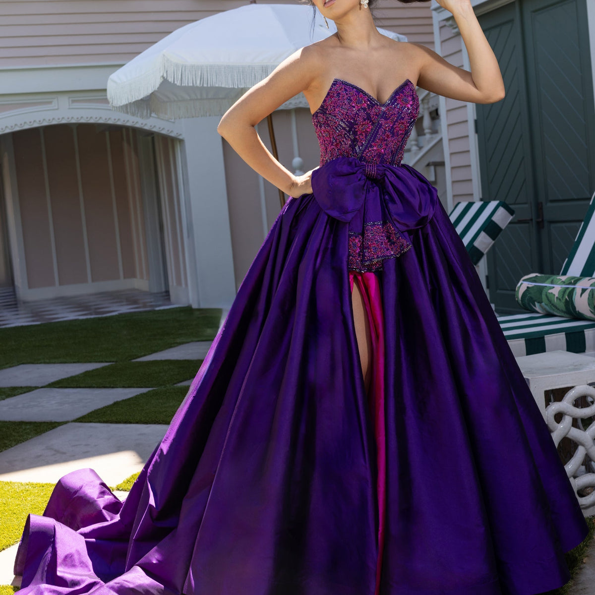 purple mardi gras ball dresses mardi gras purple dress Mardi Gras Striped Sequin Celebration Dress