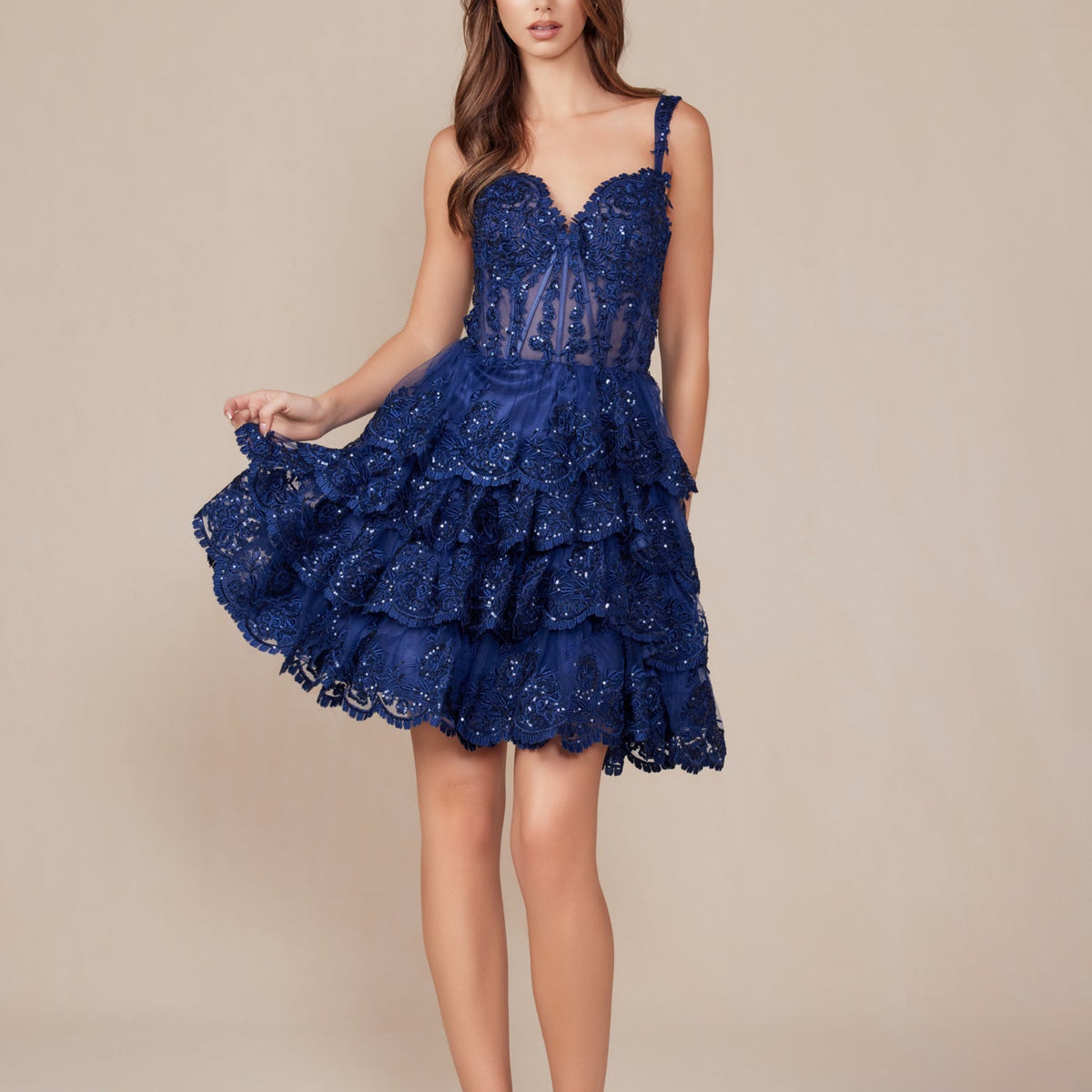 sachin and babi light blue dress Navy Blue Homecoming Dresses