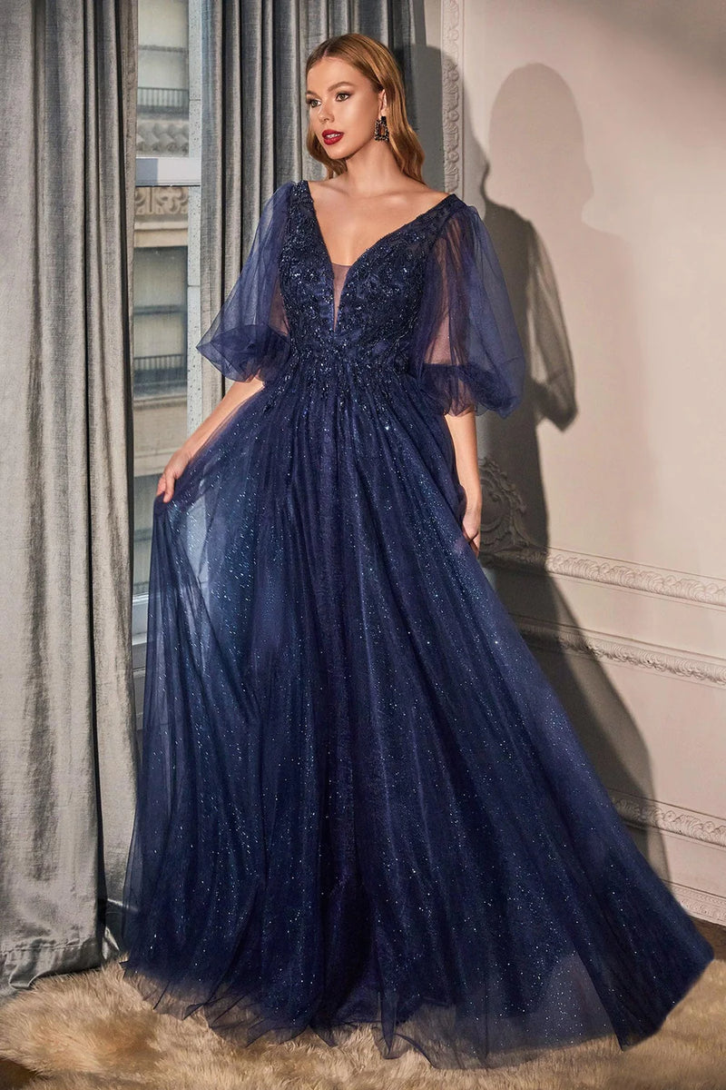 navy blue dress for baby girl A-line Newest Unique Country Vintage Modest Prom Dresses, Long Evening –  bridalsew main image 1