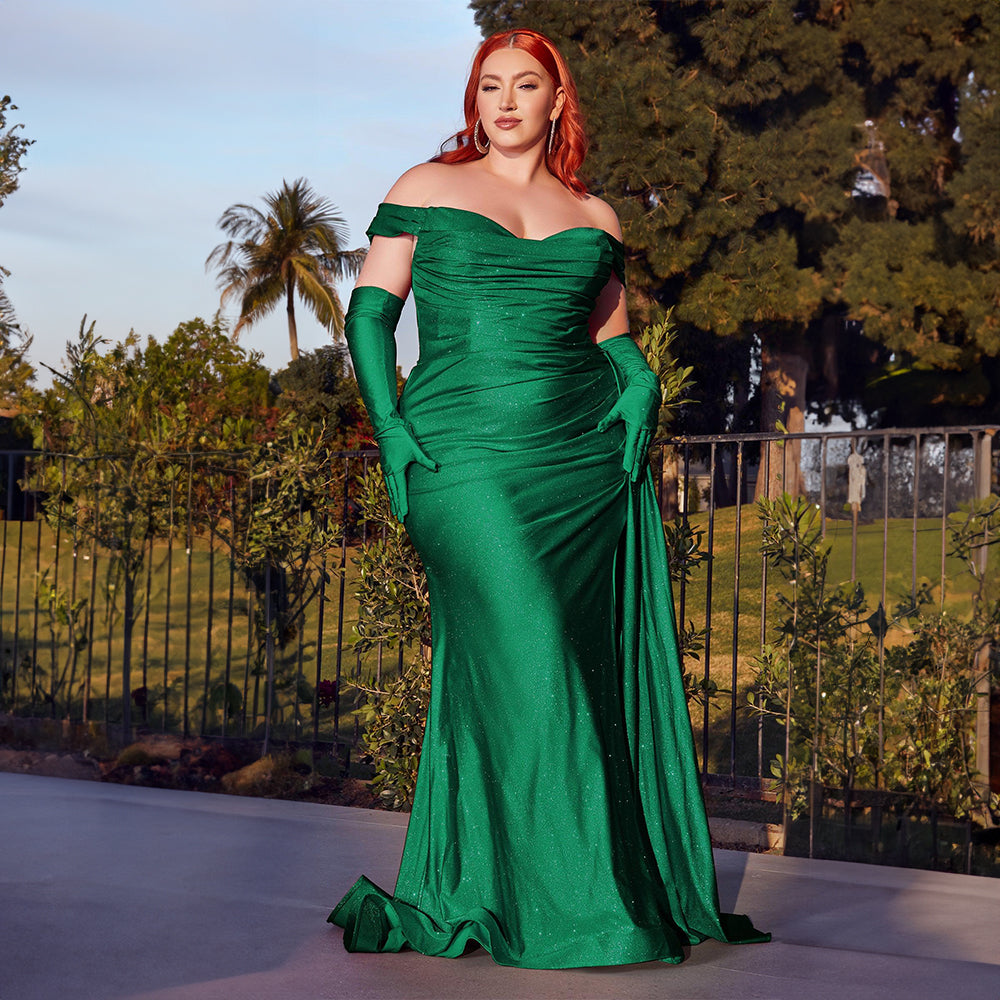 Final Sale Plus Size V-Neck Gown with Twist Front Waist in Emerald / T |  Bridesmaid dresses plus size, Coral dress outfit, Plus size evening gown