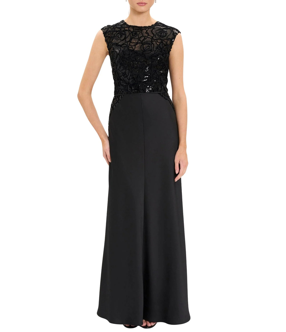 Sequin Mesh Lace Bodice Gown Maggy London G7073M