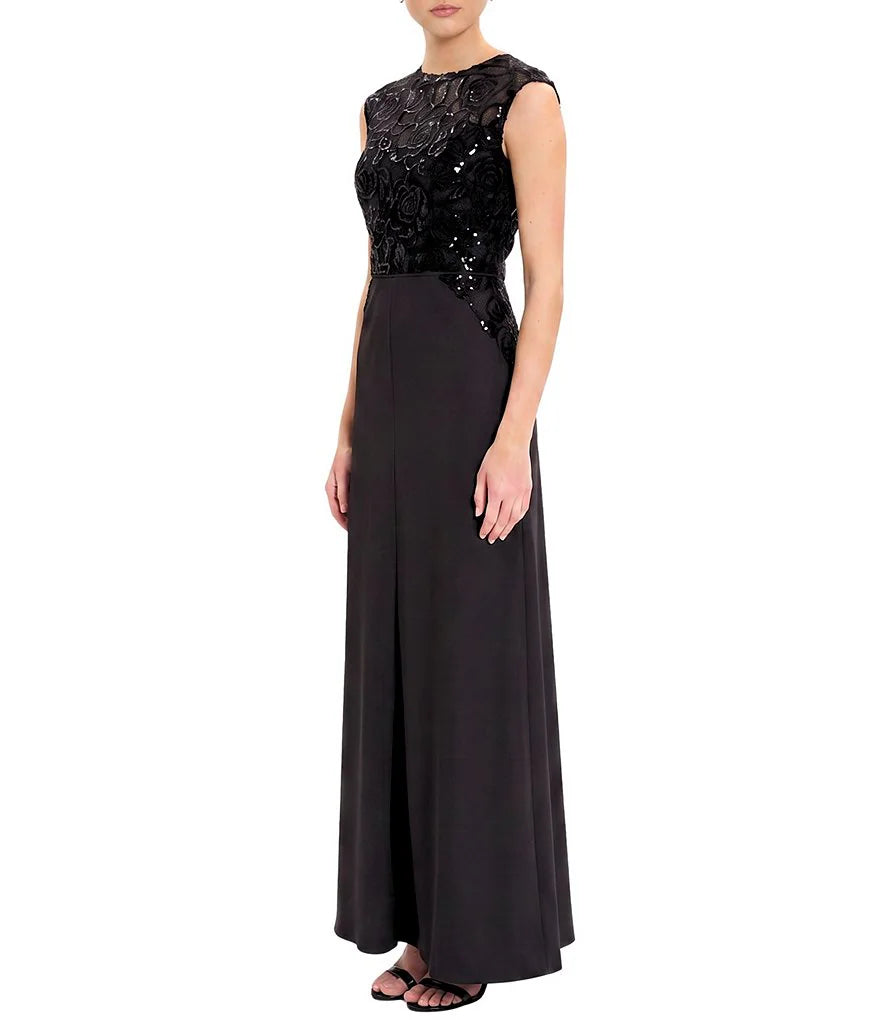 Sequin Mesh Lace Bodice Gown Maggy London G7073M