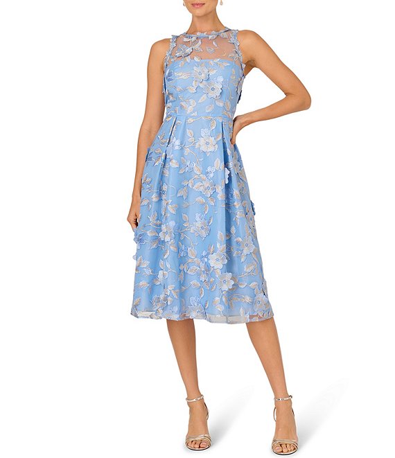 Adrianna Papell AP1E212913 Short Floral Midi Cocktail Dress