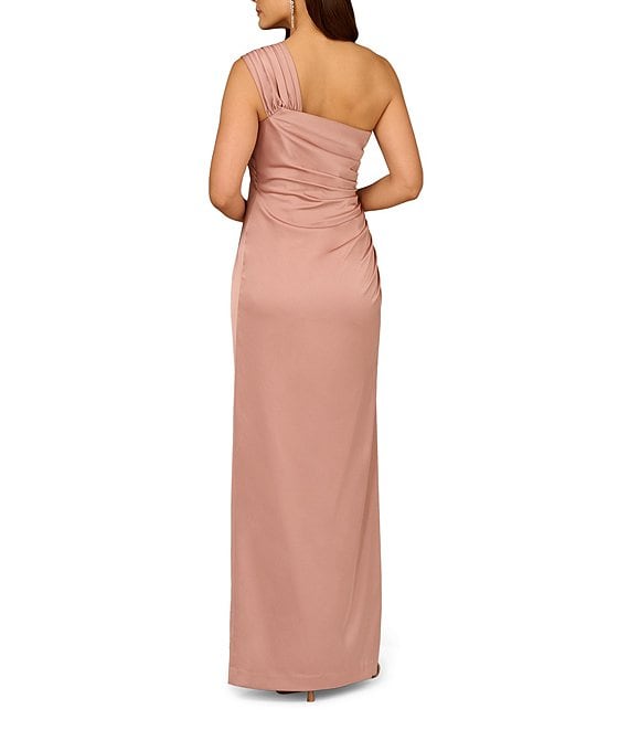 Warm Cameo Aidan Mattox MD1E209699 One-Shoulder Long Jersey Formal Dress