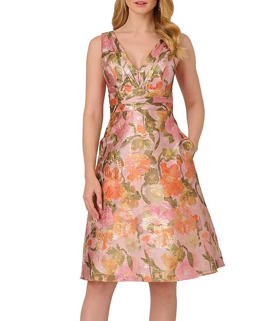 Adrianna Papell AP1E211911 Metallic Floral Short Dress