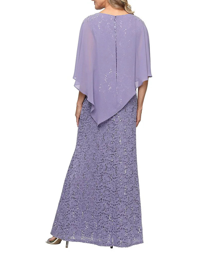 Sequin Lace Capelet Dress SL Fashions 9213121