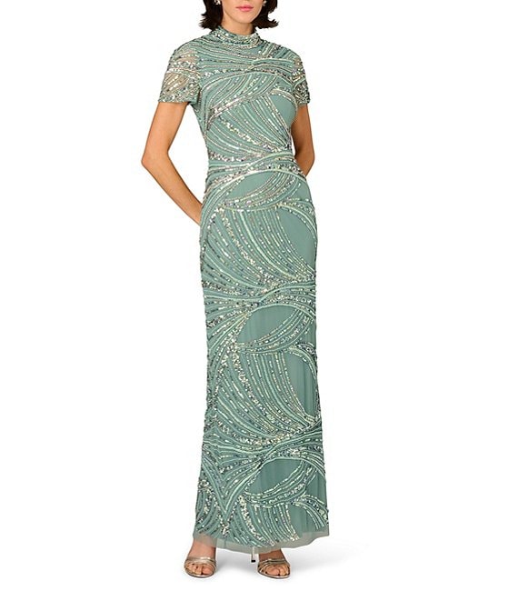 Aidan Mattox MD1E209829 Beaded Long Formal Slit Dress