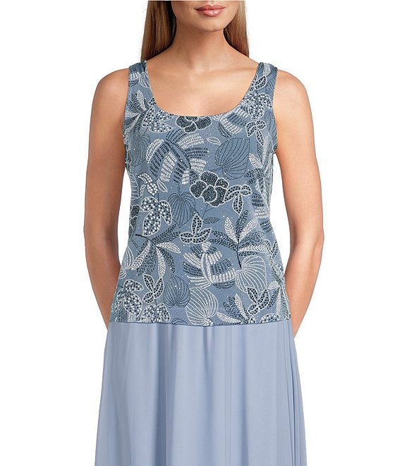 3/4 Sleeve Printed Slinky Glitter Knit Twinset with Mandarin Cape Neckline Jacket Alex Evenings 84211652