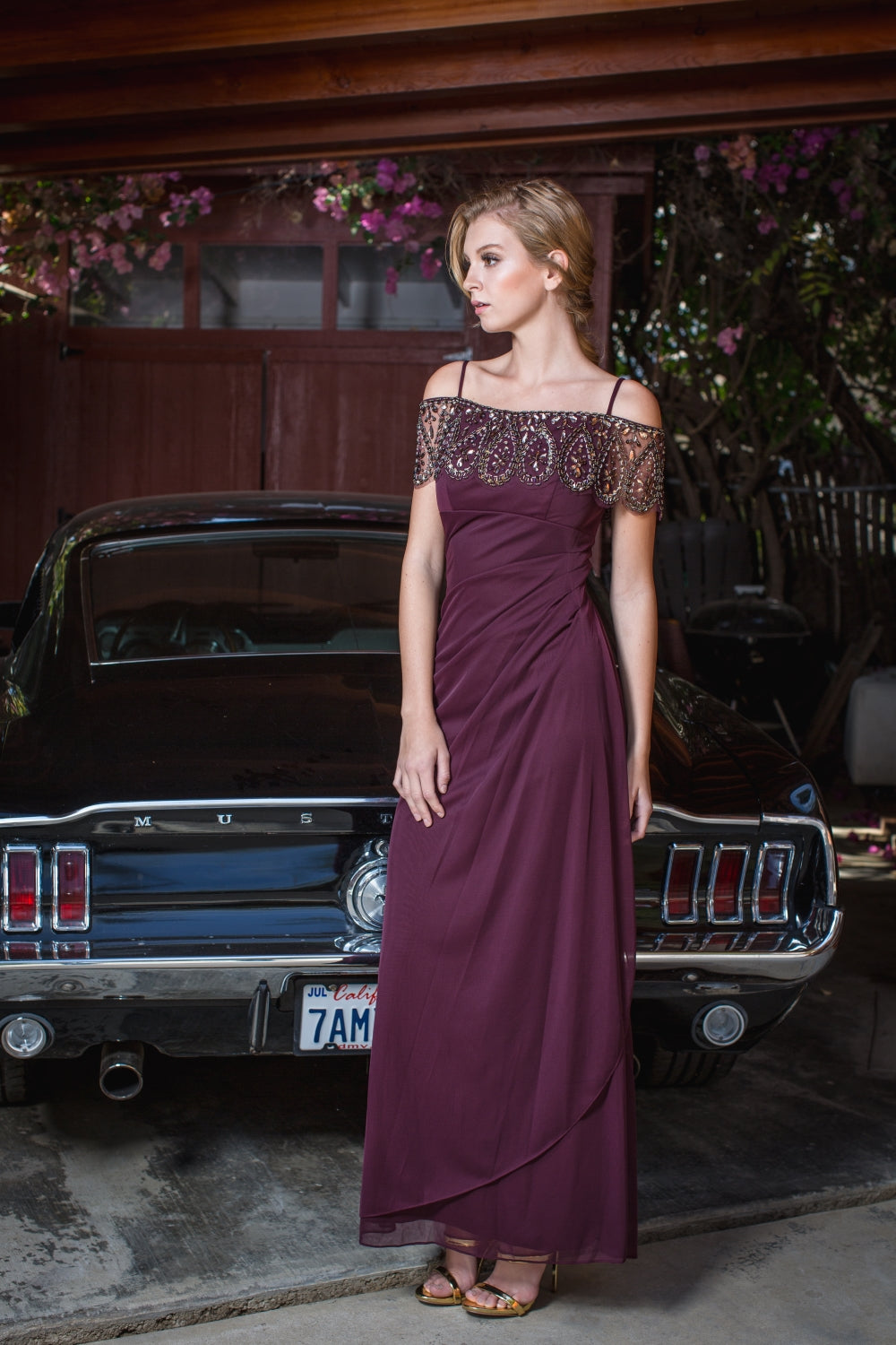 Formal Dresses Long Evening Beaded Prom Fitted Formal Dress Eureka Fashion 3937 Burgundy