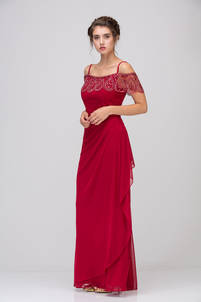 Formal Dresses Long Evening Beaded Prom Fitted Formal Dress Eureka Fashion 3937 Red