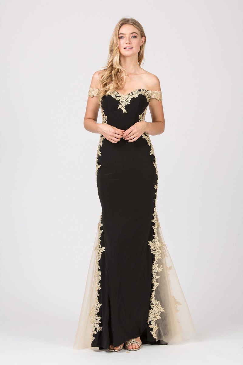 Off-the-Shoulder Floor-Length Jersey Prom Mermaid Eureka Fashion 7006
