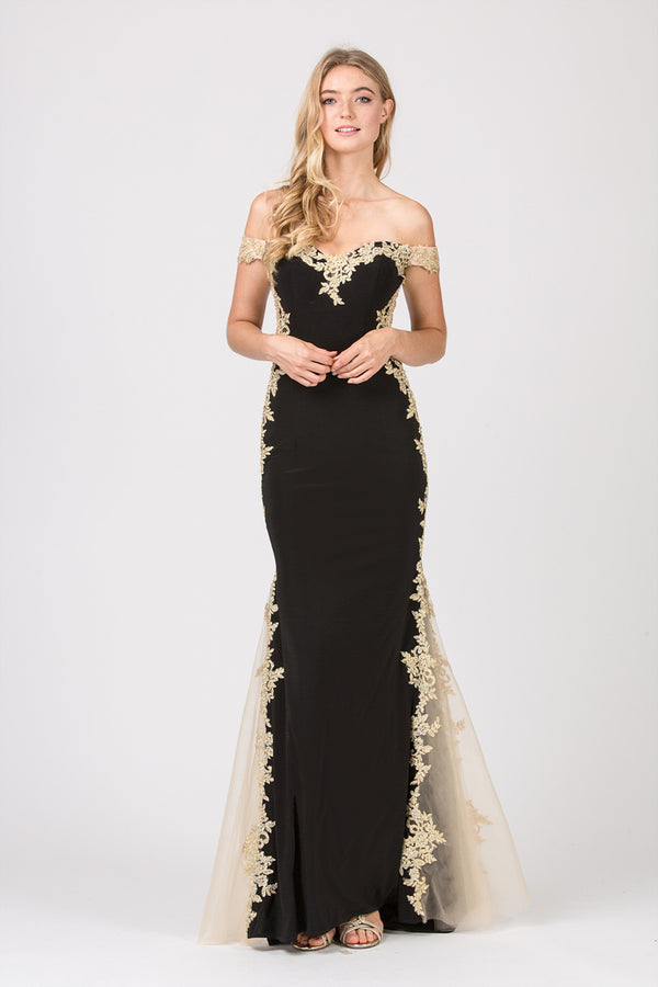 Off-the-Shoulder Floor-Length Jersey Prom Mermaid Eureka Fashion 7006
