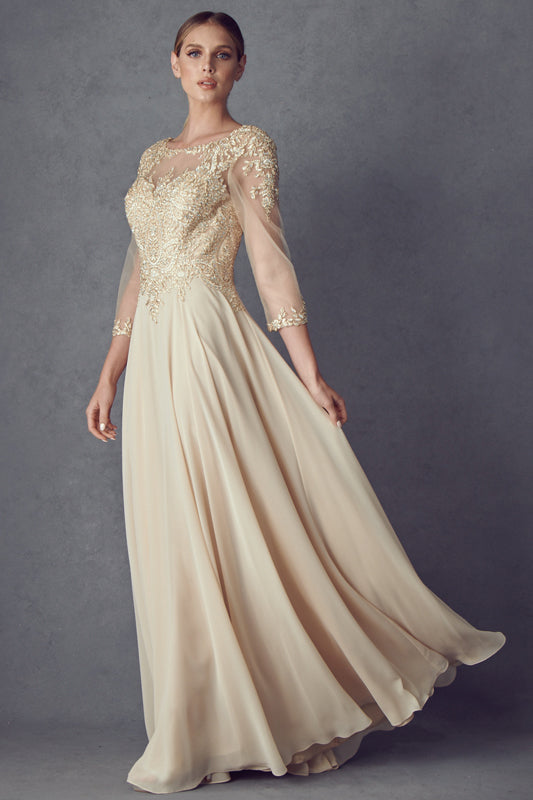 Juliet M12 Long Formal Mother of the Bride Lace Dress