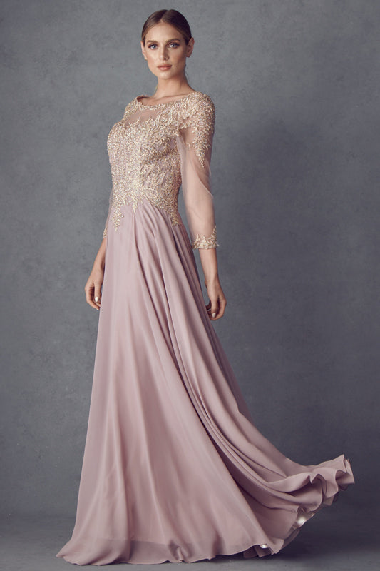 Juliet M12 Long Formal Mother of the Bride Lace Dress