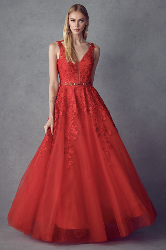 Juliet JT224 Ball Gown Long Formal Floral Prom Dress
