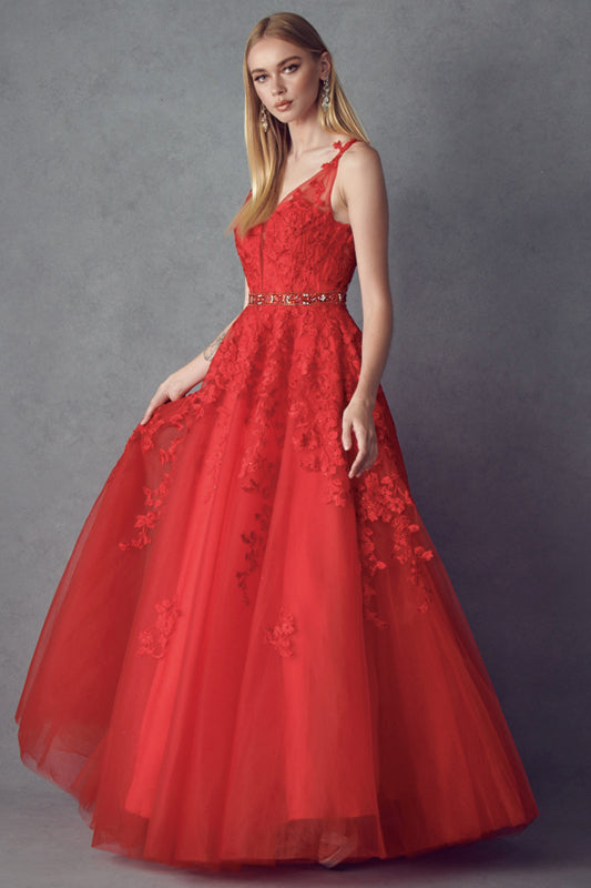 Juliet JT224 Ball Gown Long Formal Floral Prom Dress