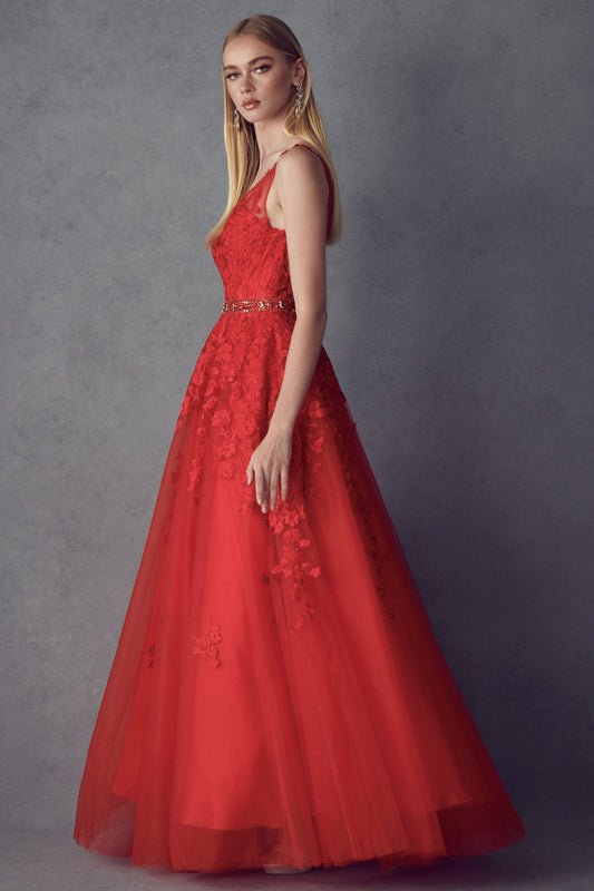Juliet JT224 Ball Gown Long Formal Floral Prom Dress