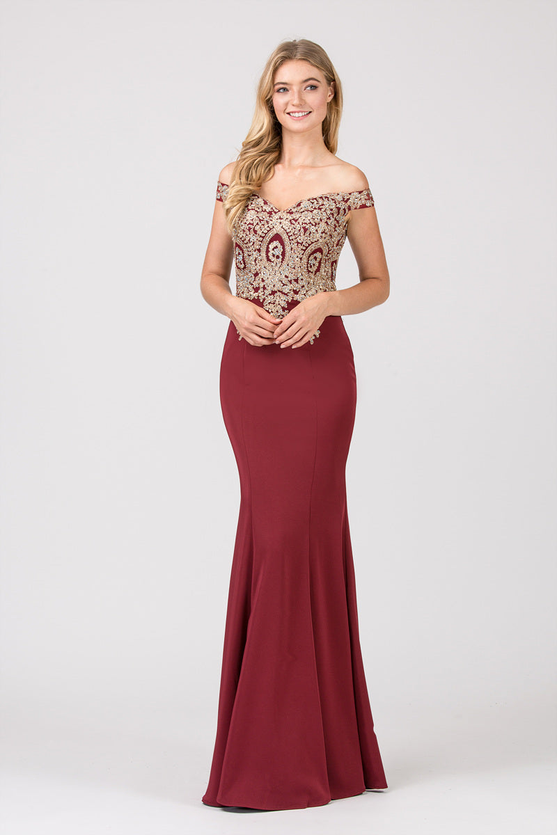 Off-the-Shoulder Floor-Length Satin Formal Mermaid Eureka Fashion 7012
