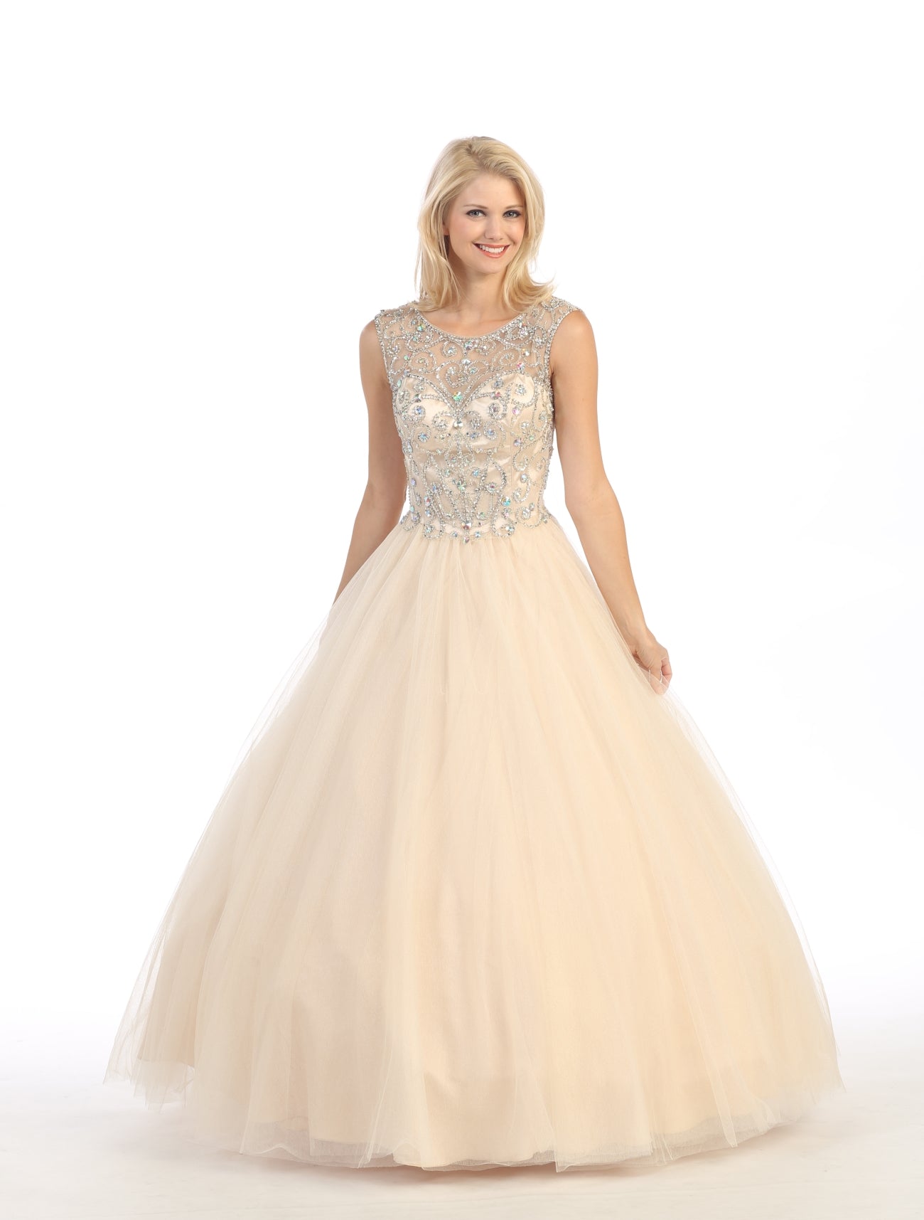 Illusion Floor-Length Tulle Formal Ball Gown Eureka Fashion 3030