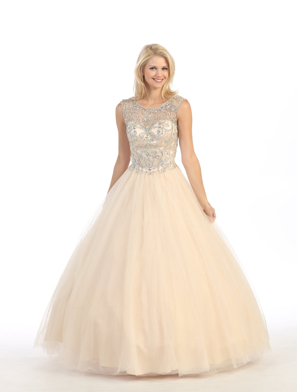 Illusion Floor-Length Tulle Formal Ball Gown Eureka Fashion 3030