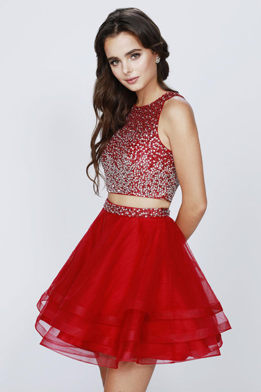 Juliet 810 Short Cocktail Sequin Two Piece Dress