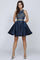 Homecoming Dresses Short Beaded Homecoming Cocktail Dress Navy Blue