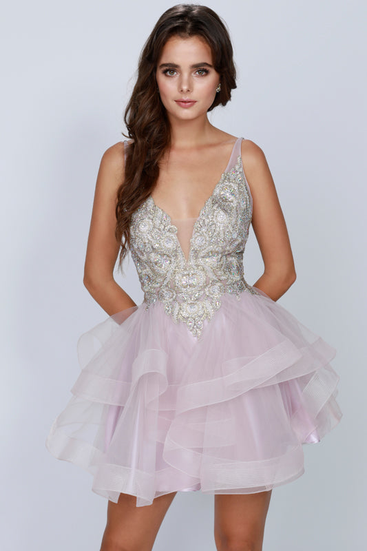 Juliet JT823 Short Cocktail Metallic Dress